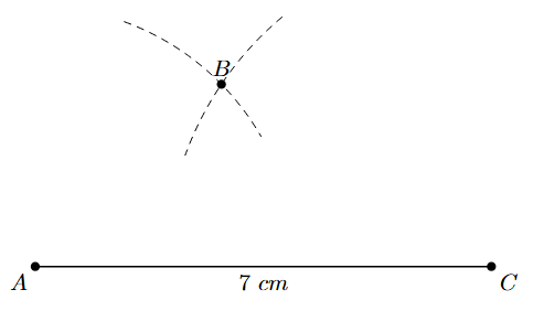 Locate point B by arcs from A and C